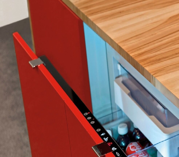 Cool drawer is built into the credenza 