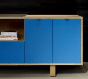 Highline Twenty Five Credenza with Painted Doors and Solid Wood Open Loop Recessed Legs